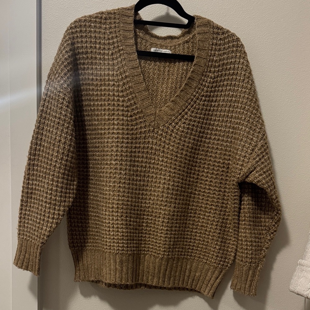Oversized American Eagle V-Neck Knit Sweater